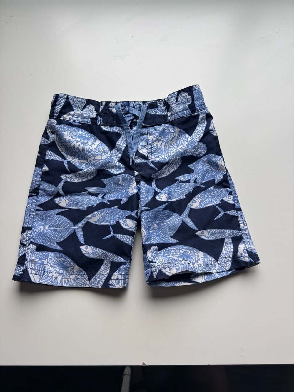 Janie And Jack Swim Trunks Size 3 Navy Blue Turtle Fish Print